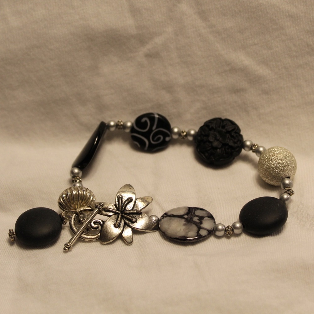 Black and silver bracelet